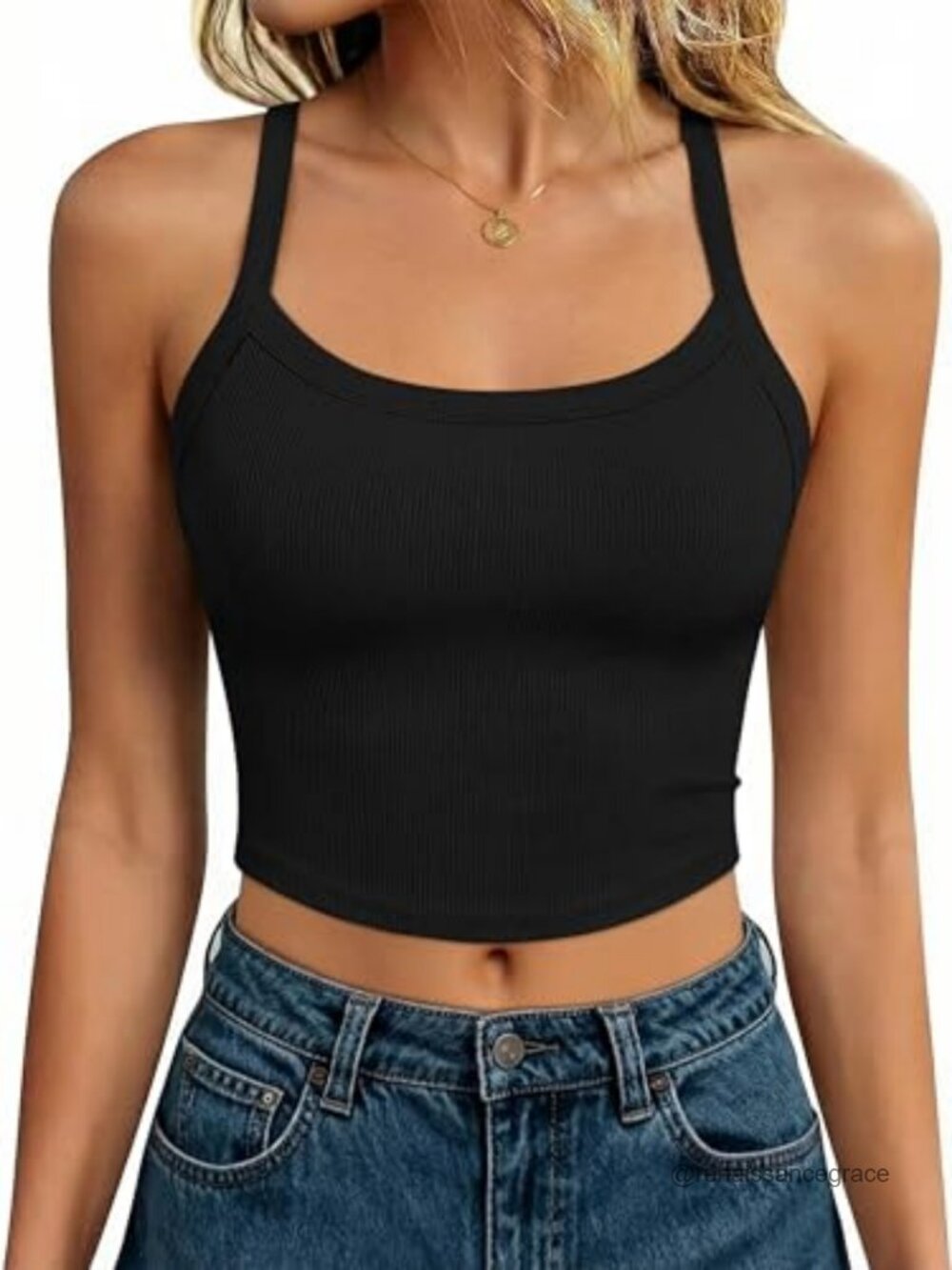 Sleeveless Ribbed Y Back Crop Tank Top for Workout & Going Out